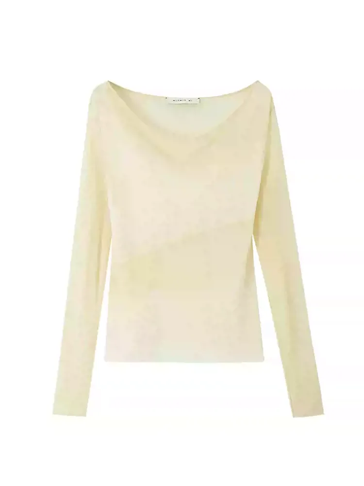 Sheer Drape Simple Slim Classy Knit
