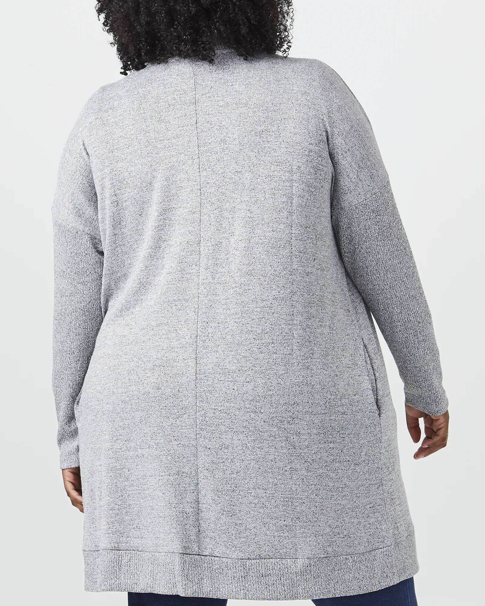 Simone Ribbed-Trim Cardigan | Light Grey