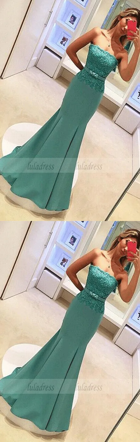 Strapless Prom Dress,Satin Prom Dress,Simple Evening Gowns,Party Formal Gowns For Teens