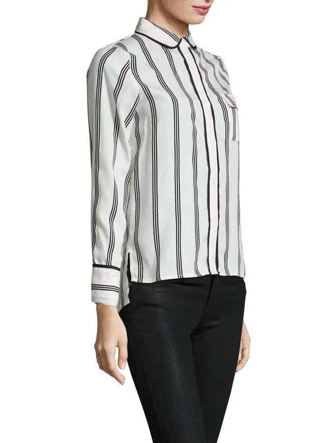STRIPE PIPED TOP - WHITE
