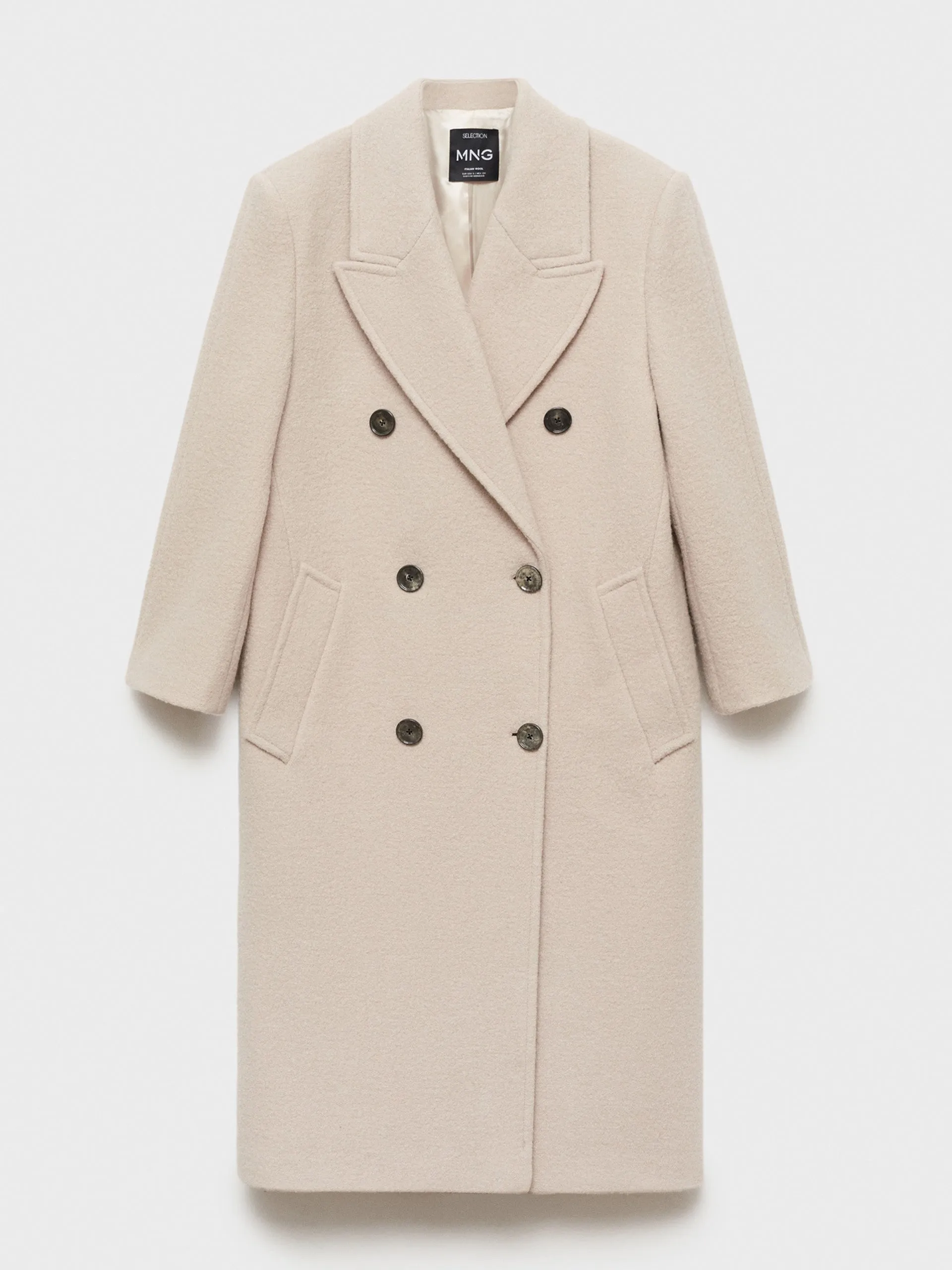 Structured long virgin wool coat