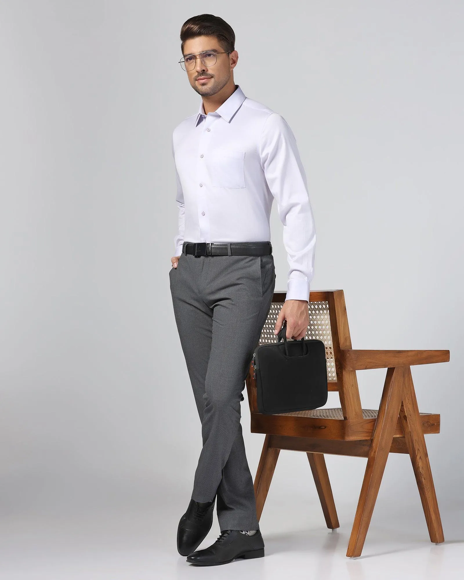 Temp Tech Slim Comfort B-95 Formal Charcoal Textured Trouser - Duke