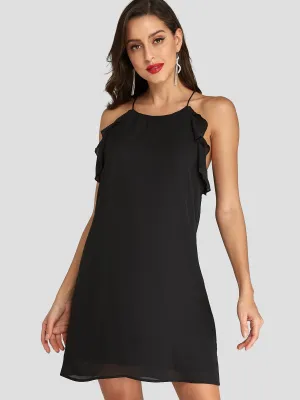 Wholesale Black Round Neck Sleeveless Backless Criss-Cross Casual Dresses