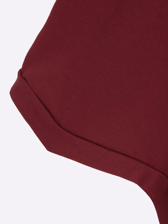 Wholesale Burgundy Long Sleeve Plain Casual Dresses
