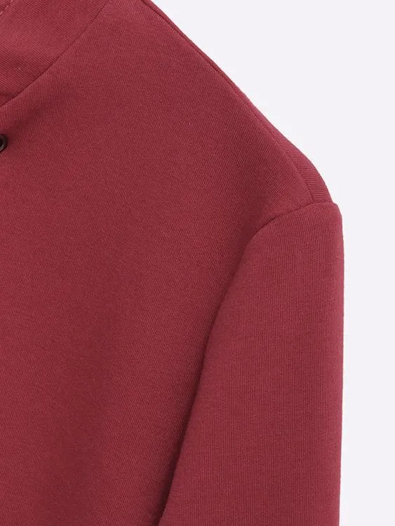 Wholesale Burgundy Long Sleeve Plain Casual Dresses
