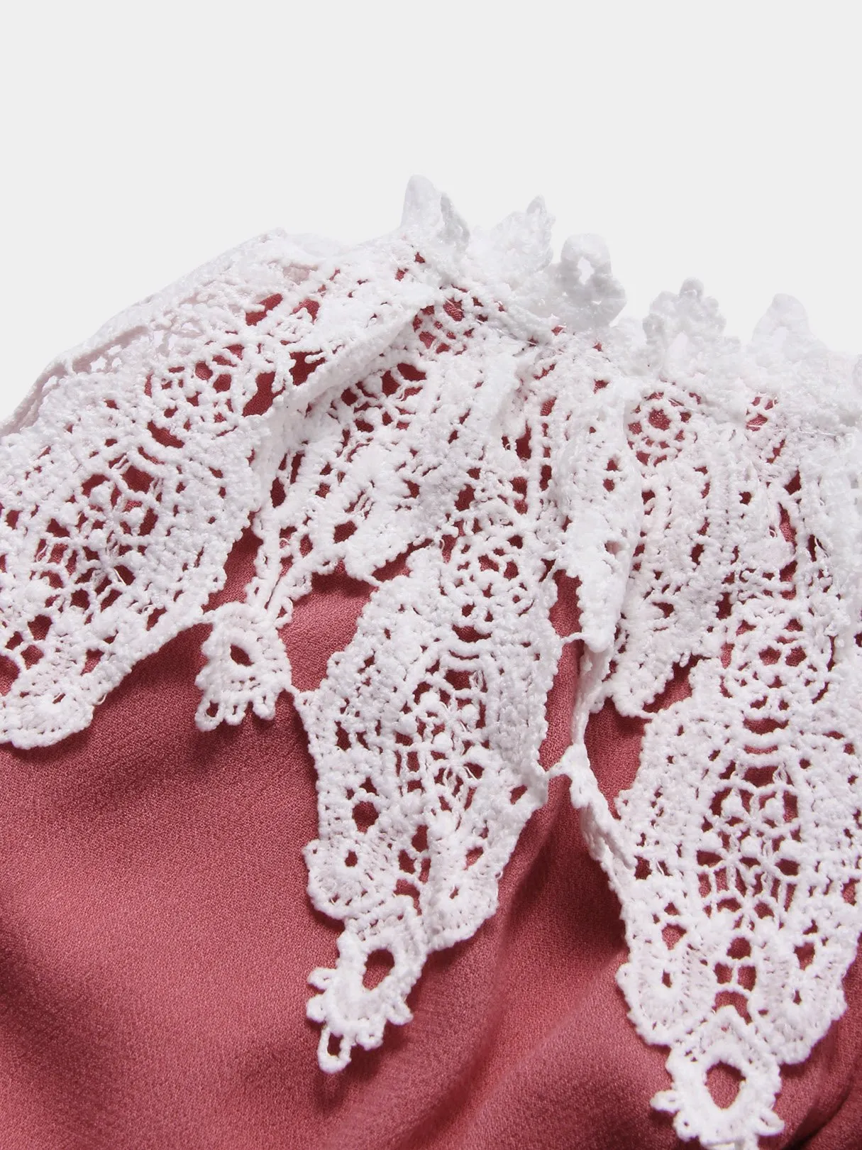 Wholesale Pink Bateau 3/4 Length Sleeve Plain Lace Stitching Hem Casual Dress