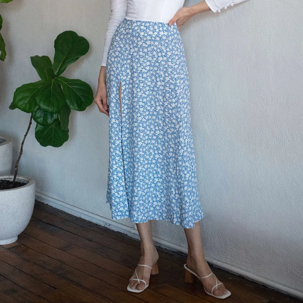 Women Skirt Fashion Elegant Vintage Black Floral Skirts Womens 2020