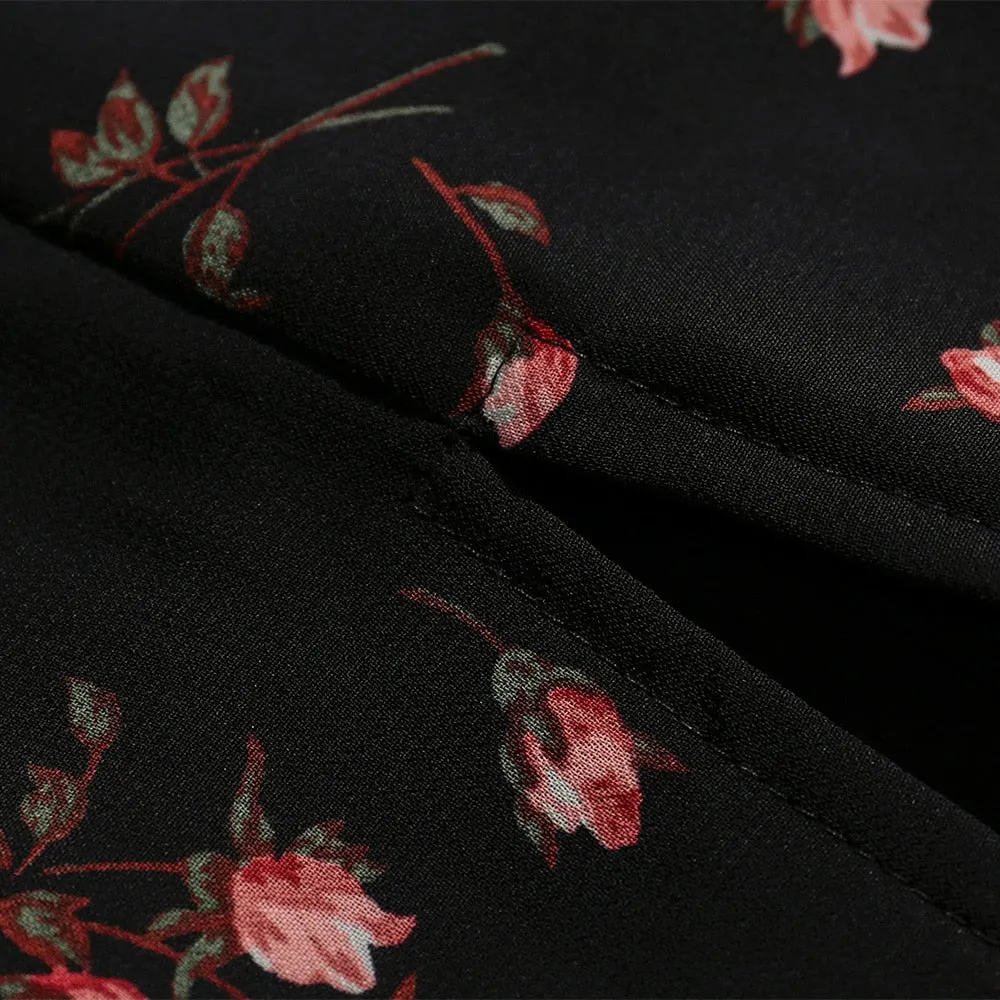 Women Skirt Fashion Elegant Vintage Black Floral Skirts Womens 2020