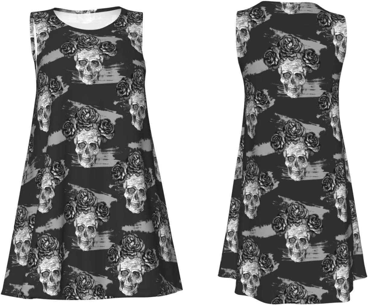 Womens Sleeveless Dress A-Line Flare Tank Dress Loose Sun Dresses Summer Flowy Swing Sundress Round Neck Outfit